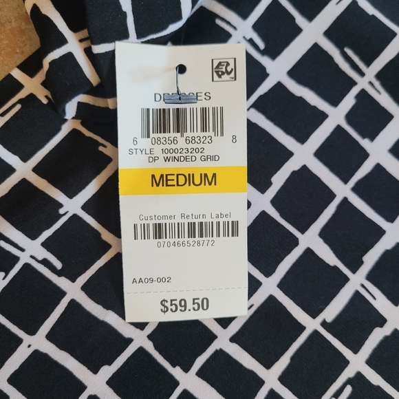 JM Winded Grid Stretch Black and White Dress Medium, Light Weight NWT - Picture 4 of 9